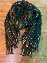 Wintersjaal Dames - Sjaal - Scarf - Glimmend Sjaal - Zwart met veelkleurige lovertjes