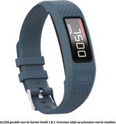Blauw - Grijs - Slate - Leisteen - Blauwgrijs Siliconen bandje geschikt voor de Garmin Vivofit 1 en Vivofit 2 – Maat: zie maatfoto - horlogeband - polsband - strap - siliconen - rubber