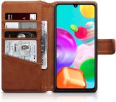 Qubits - luxe echt lederen wallet hoes - Samsung Galaxy A41 - Cognac