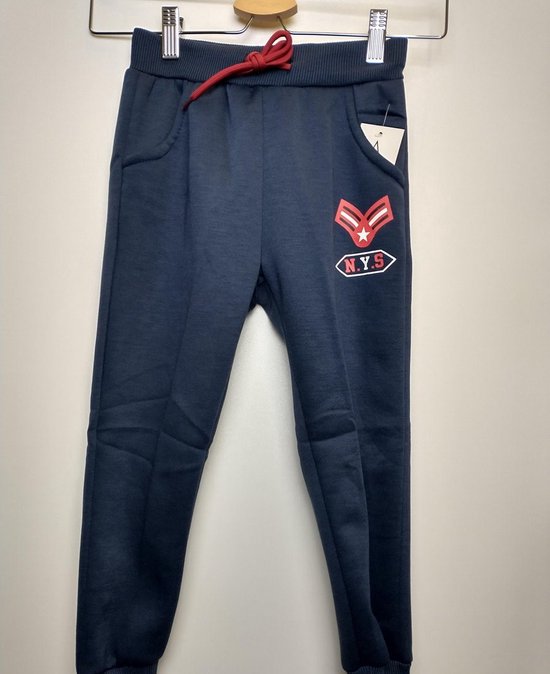 Jongens joggingbroek NYS blauw met rood aansnoerkoord 134/140