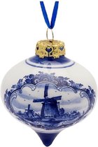 Heinen Delfts Blauw | Kerstbal ui vorm | Delfts Blauw | 2 stuks | Holland | Souvenir
