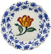 Heinen Delfts Blauw - Mini schoteltje met bloemen print - Souvenir - 2 stuks - Delfts Blauw - Holland - Tulp - Bord 10 cm