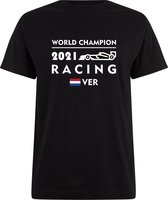 T-shirt zwart World Champion 2021 Racing | race supporter fan shirt | Formule 1 fan kleding | Max Verstappen / Red Bull racing supporter | wereldkampioen / kampioen | racing souvenir | maat L