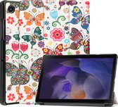 Tablet hoes voor Samsung Galaxy Tab A8 (2022 & 2021) tri-fold hoes met auto/wake functie - 10.5 inch - Vlinders