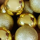 Gouden Kerstballen set - 12 Stuks - 6cm - Glimmend Glitter - Incl. Hanger - Kunststof - Kerstboom Versiering