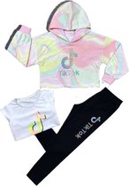 kinderkleding voor meisjes-pastelkleuren-3-delig tie dye tik tok kleding set-pakje-meisjes-tik tok trui+tik tok legging+tik tok t-shirt- maat 152