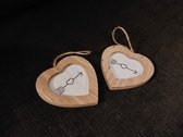 Houten Fotolijstjes in Hartjesvorm - Set van 2 stuks - 10 x 10 cm - Hartjes Fotolijst