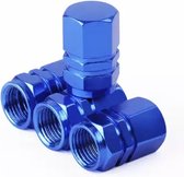 TT-products ventieldopppen hexagon blue aluminium 4 stuks blauw