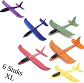 Combinatie pakket 6 XL zweefvliegtuig wegwerp blauw, geel, rood, groen, paars, oranje| zweefvliegtuig speelgoed | Speelgoedvliegtuigen | foam vliegtuig