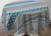 Tafelkleed anti-vlek Plume bleu rond 160 cm Tafellaken - Decoratieve Tafel Accessoires - Woonkamer Decoratie - Bonne et Plus®