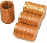 TT-products ventieldoppen 3-rings Orange aluminium 4 stuks oranje - auto ventieldop - ventieldopjes