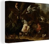 Vogels dans un parc - Peinture de Melchior d'Hondecoeter sur toile 40x30 cm - petit - Tirage photo sur toile (Décoration murale salon / chambre)
