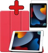 iPad 10.2 2021 Hoes Luxe Book Case Cover Hoesje (10,2 inch) Met Screenprotector - Rood