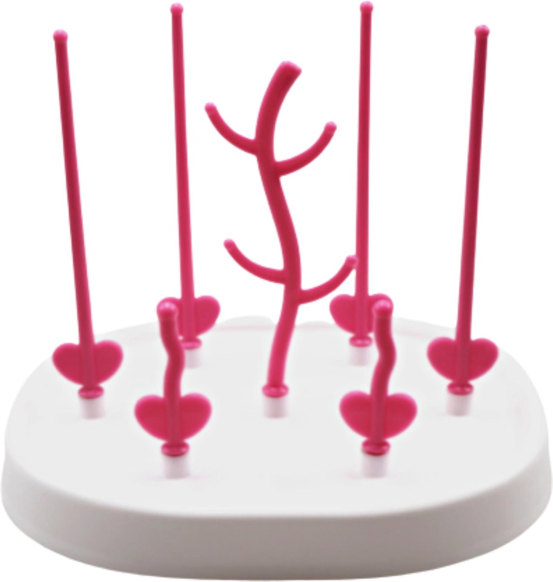 Babyfles Droogrek - Flessen droogrek - Afdruiprek met lekbak - Baby Flesjes Droogrek - Flessenrek - Kraamcadeau - Baby cadeau - Roze