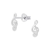 Joy|S - Zilveren muzieksleutel oorbellen - 4 x 9 mm - G sleutel