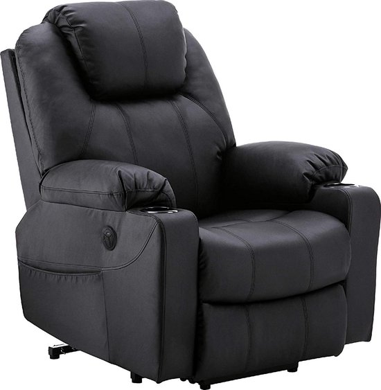 Monkey's Elektrische Massagestoel - Massagestoel - Kunstleer - Relax stoel - Chill stoel - Zwart - Tv stoel - Sta Op Functie - Warmtefunctie - Lig en trilfunctie - 85 x 94 x 100 cm