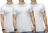 2 Pack Top kwaliteit  T-Shirt - O hals - 100% Katoen - Wit - Maat L