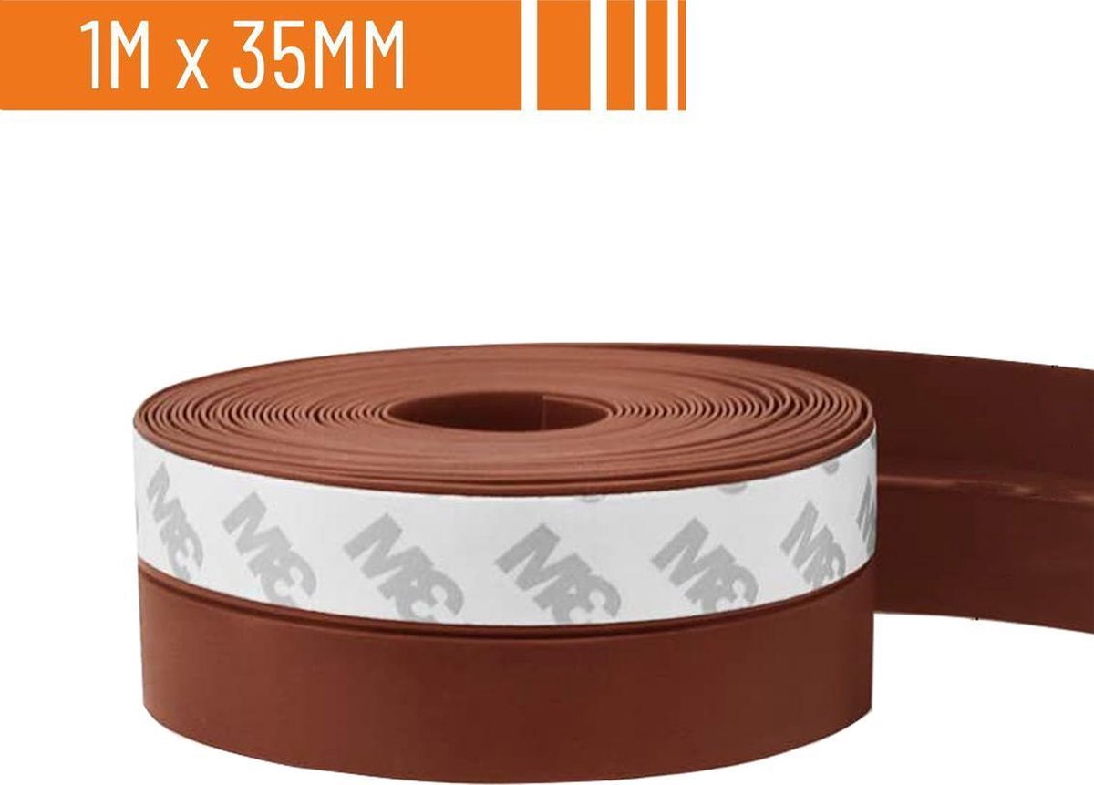 Simple Fix Tochtstrip - 35mm x 1 Meter - Tochtstrips voor Deuren - Tochtstopper - Tochtrol - Tochtband - Hoogwaardig Silicone - Zelfklevend en Isolerend - Bruin