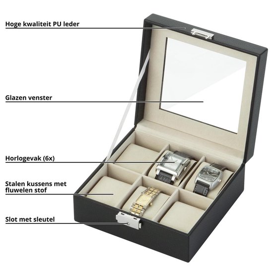 Boîte à bijoux Treasury Classic - Boîte à bijoux de Luxe avec miroir - Boîte de rangement en cuir Opbergbox - Noir Classic