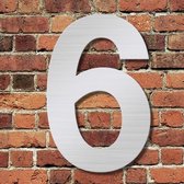Huisnummer 6 - RVS Huisnummer 50 cm hoog - Blinde bevestiging - XXL Formaat