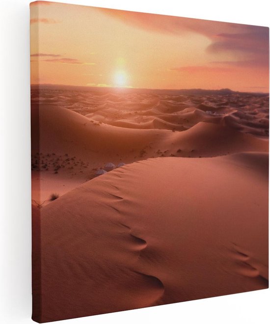 Artaza Canvas Schilderij Woestijn in de Sahara bij Zonsondergang - 60x60 - Foto Op Canvas - Canvas Print