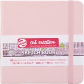 Schetsboek - Tekenboek - Harde kaft - Met Elastiek - Pastel Pink - 12x12cm - 140gr - 80 blz - Talens