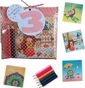 5 x Traktaties 3 jaar - Uitdeelcadeautjes - Kleurpotloden - Kleurboekjes - Set van 5 Roze Uitdeelzakjes Voor Kinderen - School - Kinderfeestje - Hoera 3 jaar - Bedankjes Kinderfeest - Verjaar