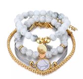 Akyol  bohemian Armband - 4 stuks - Sieranden - Armbanden - Goudkleur -Marble - cadeau voor dames - bohemian armband - bohemian sieraad - armband set  armband dames  - infinity arm