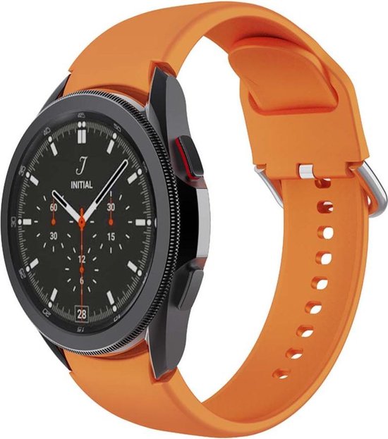 Samsung Galaxy Watch 4 Luxe Siliconen Bandje - Verstelbaar en Zweetbestendig - Oranje - 20mm - Maat S