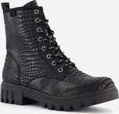 Blue Box dames croco veterboots - Zwart - Maat 39