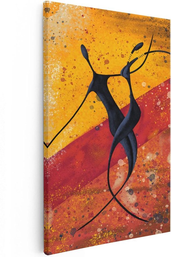 Artaza Canvas Schilderij Abstracte Kunst - Dansend Afrikaans Paar - 40x60 - Poster Foto op Canvas - Canvas Print