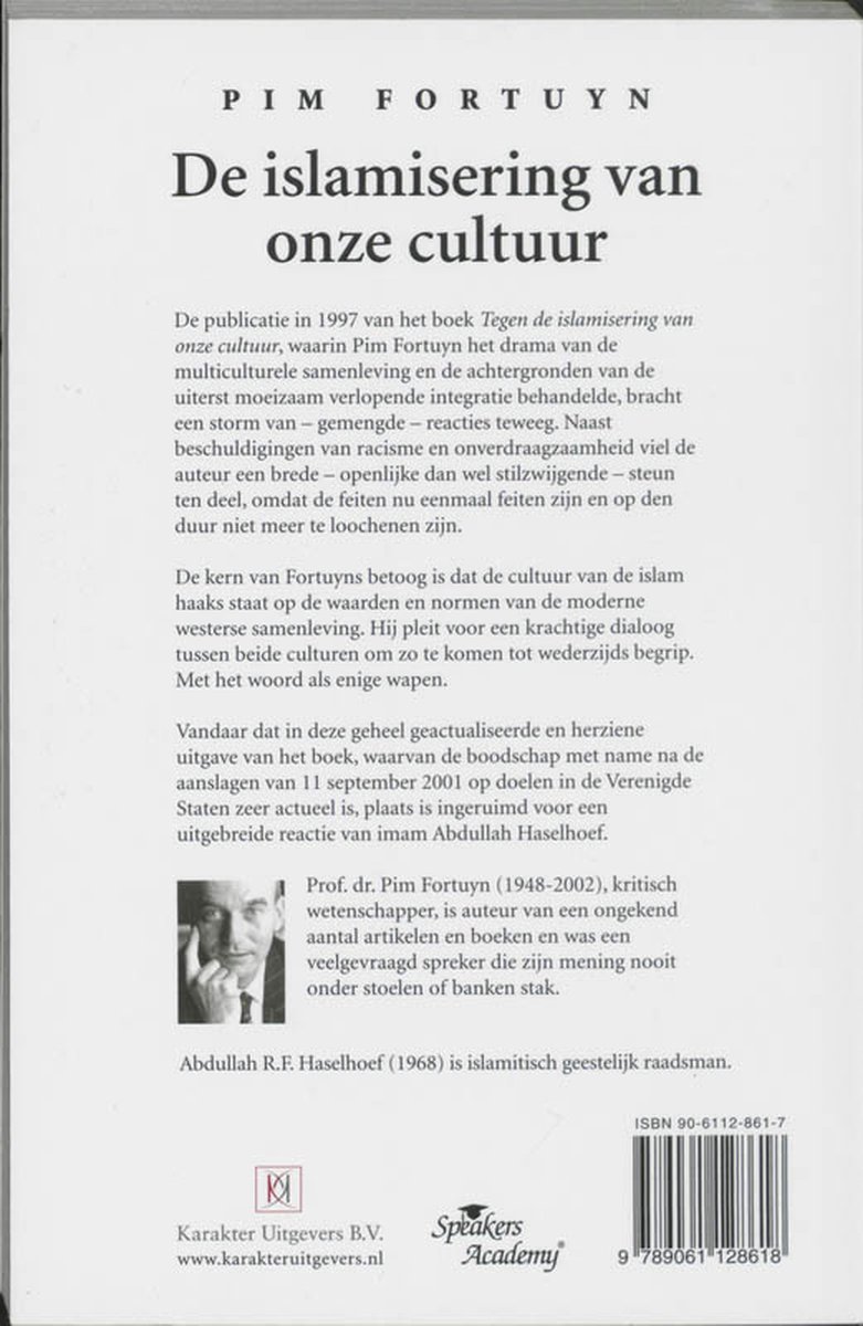 De islamisering van onze cultuur - back cover