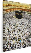 Artaza Canvas Schilderij Zwarte Steen in Mekka met Biddende Moslims - 30x40 - Klein - Foto Op Canvas - Canvas Print