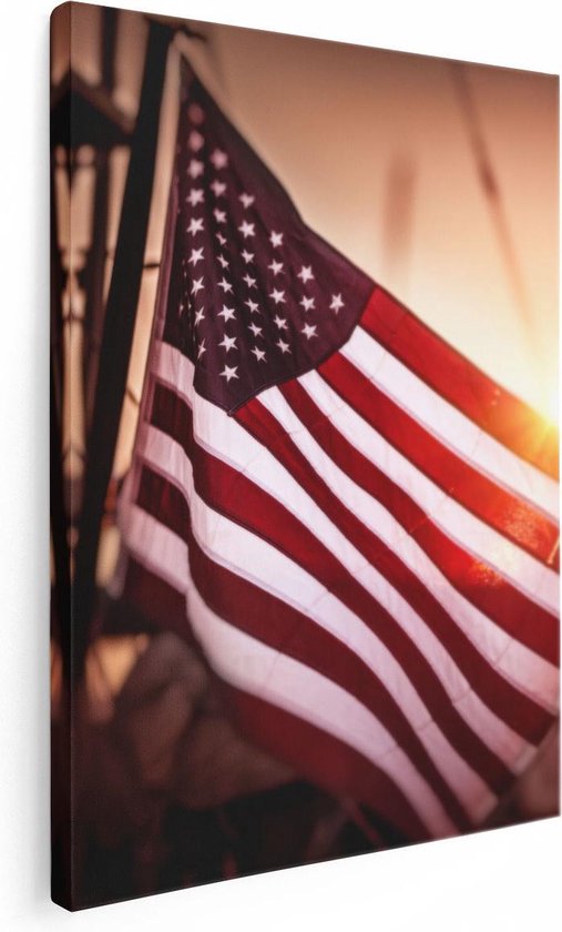 Artaza Canvas Schilderij Amerikaanse Vlag - Verenigde Staten - 60x80 - Foto Op Canvas - Canvas Print