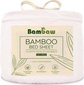 Bamboe Hoeslaken | 2-Persoons Eco Hoeslaken 150cm bij 200cm | Wit | Luxe Bamboe Beddengoed | Hypoallergeen Hoeslaken | Puur Bamboe Viscose Rayon Hoeslaken | Ultra-ademende Stof | B
