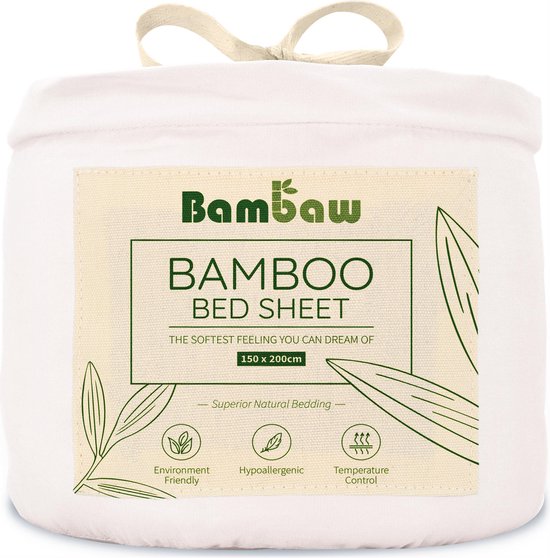 Bamboe Hoeslaken | 2-Persoons Eco Hoeslaken 150cm bij 200cm | Wit | Luxe Bamboe Beddengoed | Hypoallergeen Hoeslaken | Puur Bamboe Viscose Rayon Hoeslaken | Ultra-ademende Stof | Bambaw