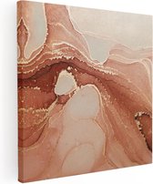 Artaza Canvas Schilderij Abstracte Kunst in het Roze Marmer - 30x30 - Klein - Foto Op Canvas - Canvas Print