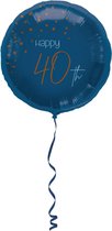 Folieballon - 40 jaar - Luxe - Blauw, goud, transparant - 45cm - Zonder vulling