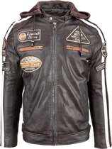 Urban Leather Fifty Eight Veste de moto en cuir Hommes - Marron - Taille S