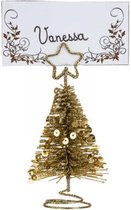 Naamkaart houder kerstboom - tafel decoratie - Goud & Glitters - Kerst versiering - 4 stuks