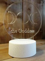 Celtic Tree - Ledlamp The Goddess witte, krakelee voet - 20cm - Acryl - Transparant - Tafellamp - Nachtlamp - Sfeerlamp - Pagan - Heidens - Magisch - Mystiek - Decoratie - 7 kleuren - Afstand