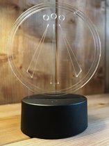 Celtic Tree - Ledlamp Awen zwarte voet - 20cm - Acryl - Transparant - Tafellamp - Nachtlamp - Sfeerlamp - Pagan - Heidens - Magisch - Mystiek - Decoratie - 7 kleuren - Afstandbediening - USB 
