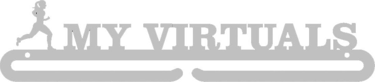 My Virtuals Girl Medaillehanger RVS (35cm breed) - Nederlands product - incl. cadeauverpakking - sportcadeau - topkado - medalhanger - medailles - halve marathon - marathon – muurdecoratie