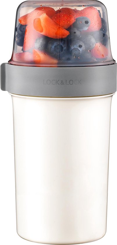 Lock&Lock Yoghurt cup to go - Muesli cup to go - Lunch cup - Salad to go - Salad box - Large - 760 ml + 310 ml - Wit