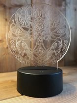 Celtic Tree - Ledlamp Odin's Raven en Yggdrasil zwarte voet - 20cm - Acryl - Transparant - Tafellamp - Nachtlamp - Sfeerlamp - Pagan - Heidens - Magisch - Mystiek - Decoratie - 7 kleuren - Le