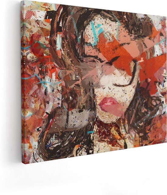 Artaza Canvas Schilderij Abstracte Kunst van een Meisje - Vrouw - 50x40 - Foto Op Canvas - Canvas Print