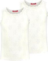 Exclusief Luxueus Kinder nachtkleding Hanssop, Meisjes, Katoenen ondergoed hemden set, twee super luxe zacht ivoor hemden gemaakt in een verfijnd lief bloem ajour katoen met bijpassend ivoor 