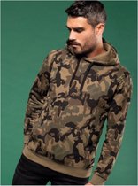 Herensweater met capuchon/ Hoodie Groen Camouflage K476, maat XL