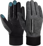 Doreze® Fietshandschoenen maat M - Grijs -  Winddicht en waterbestendig - Handschoenen werkend op touchscreen - Winter handschoenen - Anti-slip handpalm - Rits met reflector