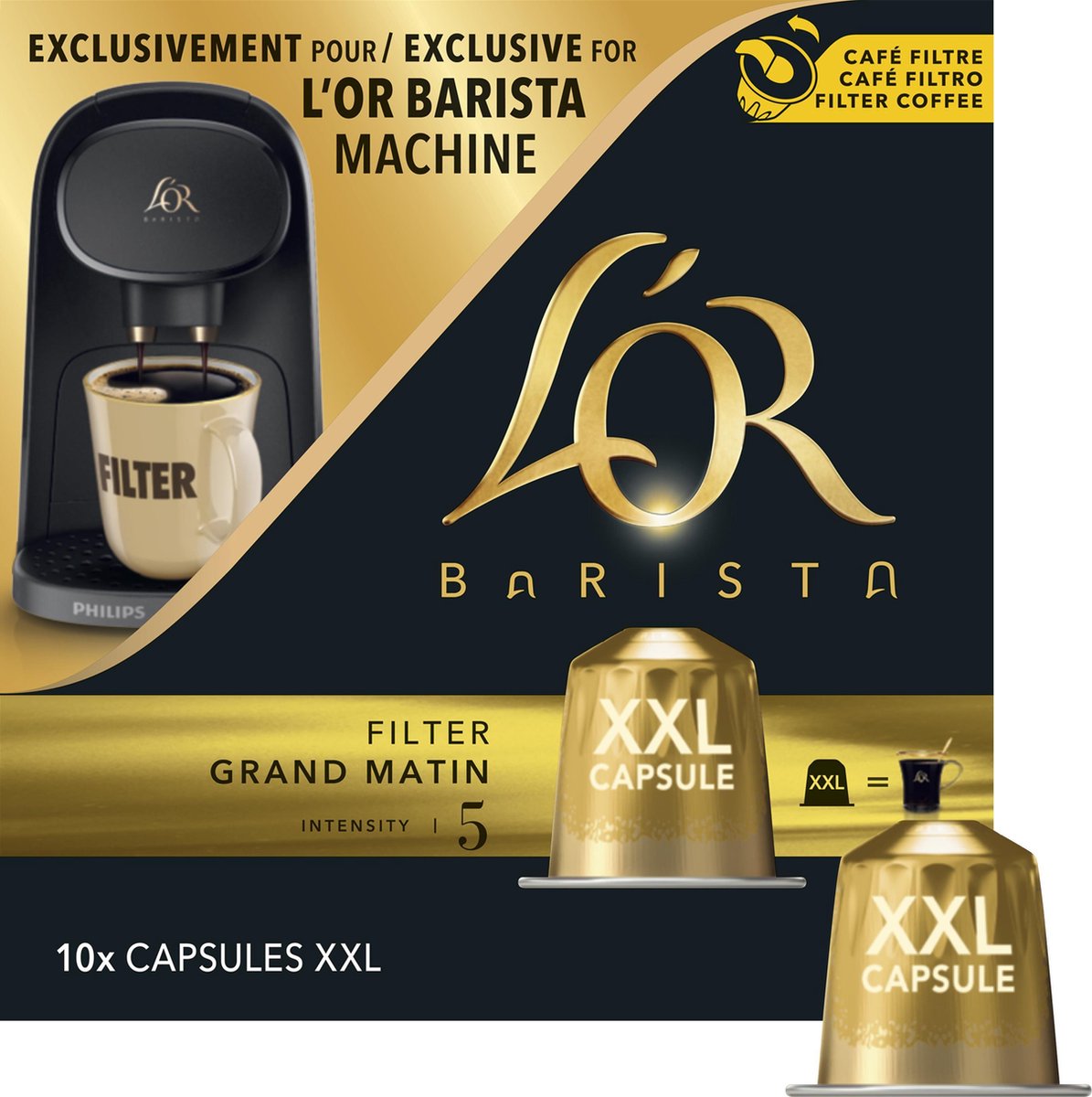 PAQUET DE 10 CAPSULES PHILIPS L'OR BARISTA XXL CAFÉ FILTRE - Fids